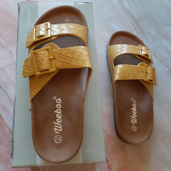 Yellow Two Buckle Sandals - Picture 1 of 7